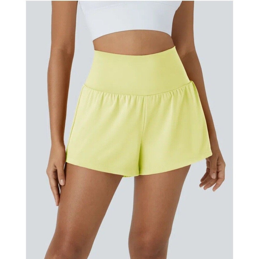 Halara Airy Super High Waisted Cool Touch Yoga Shorts Size S Gym Workout Yellow